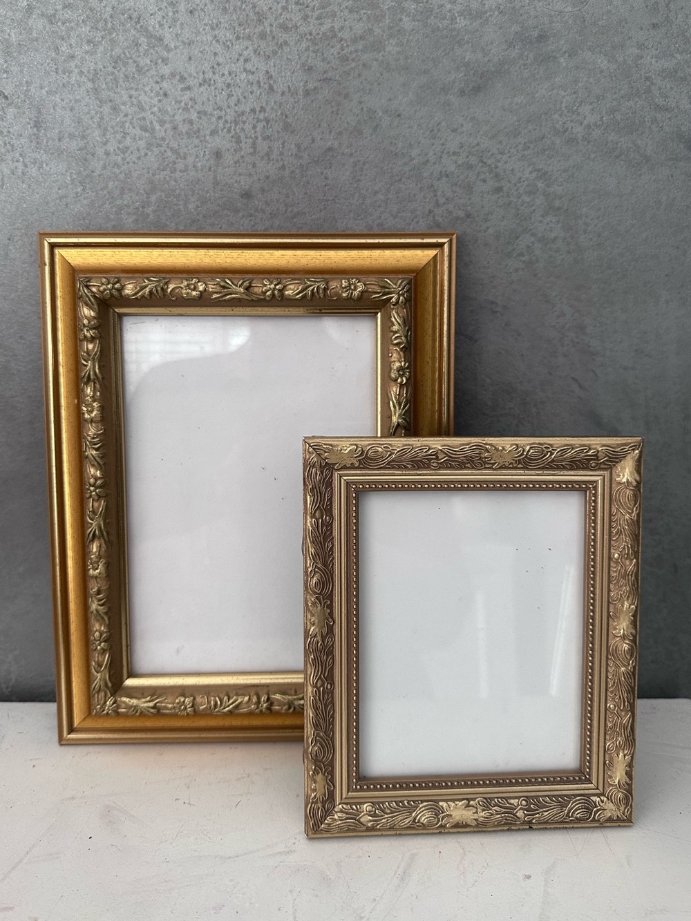 LOT OF 2 ORNATE Gold GILT WOOD Picture Frame 5x7 & 4x5